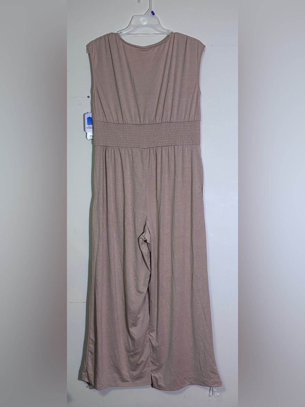 Plus sized Taupe Neutral V-Neck Sleeveless Jumpsuit nwt - Picture 2 of 6